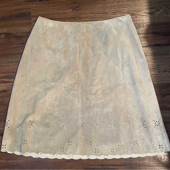 Charter Club Tan Suede Leather Skirt Vintage Size 20 Western Academia Old Money - Picture 1 of 7